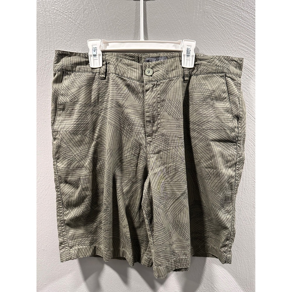 Valor Collective Mens Chino Shorts Size 34 Olive Green Geometric Print VW141005